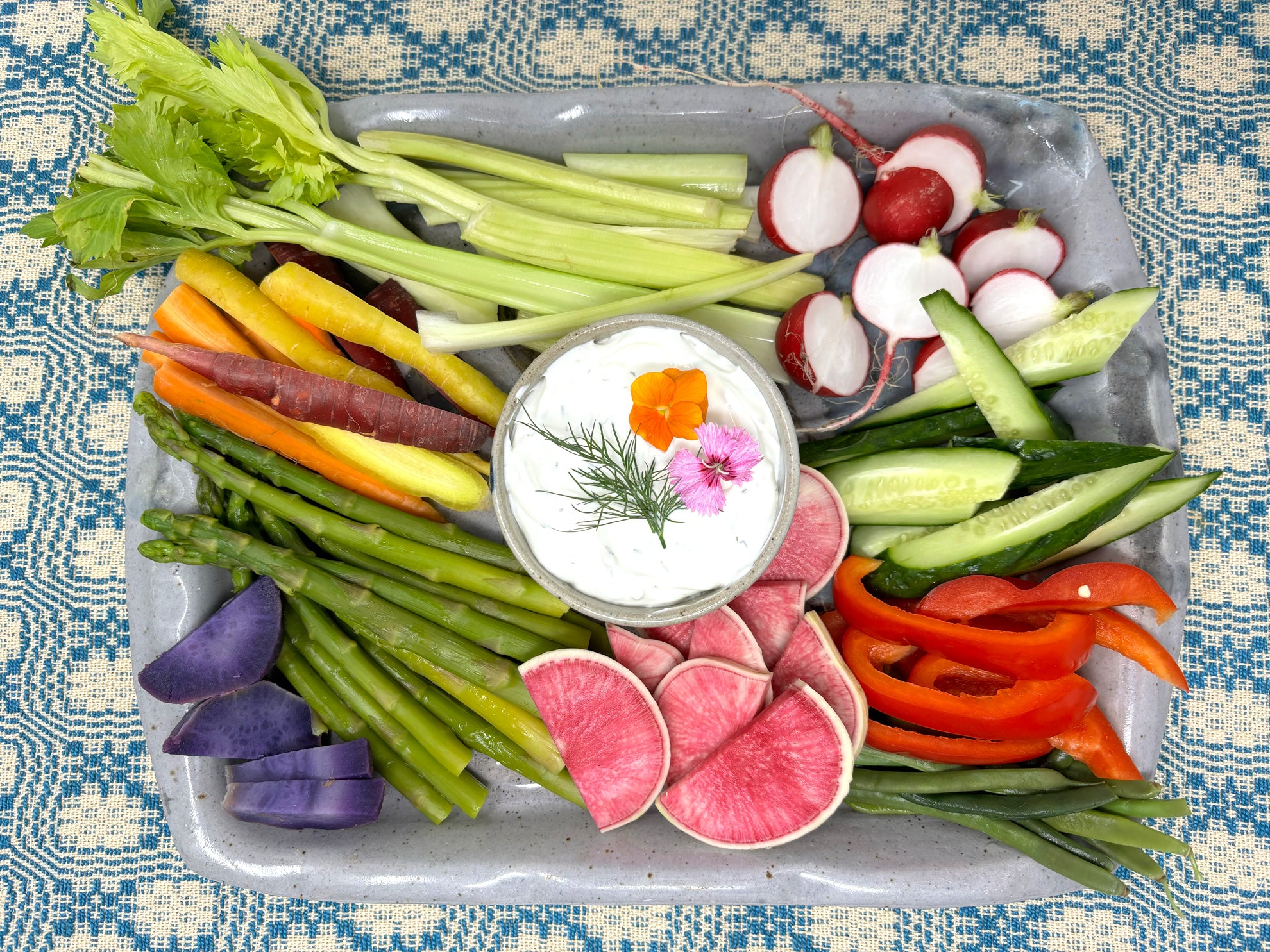 Bee-Pollinated Crudite Platter with Chevre-Honey Dip