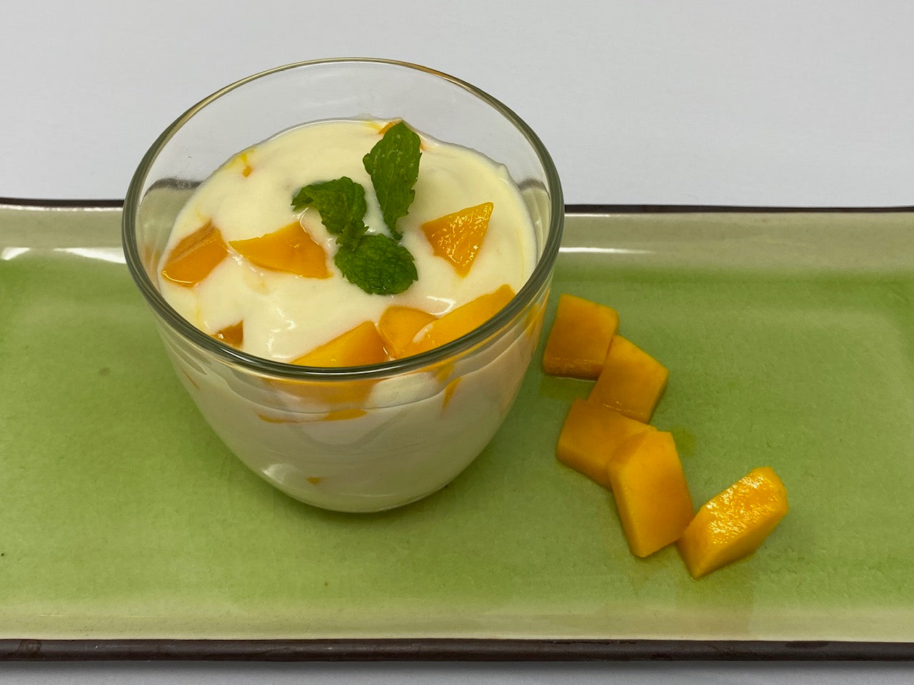 Honey lime mousse with mango