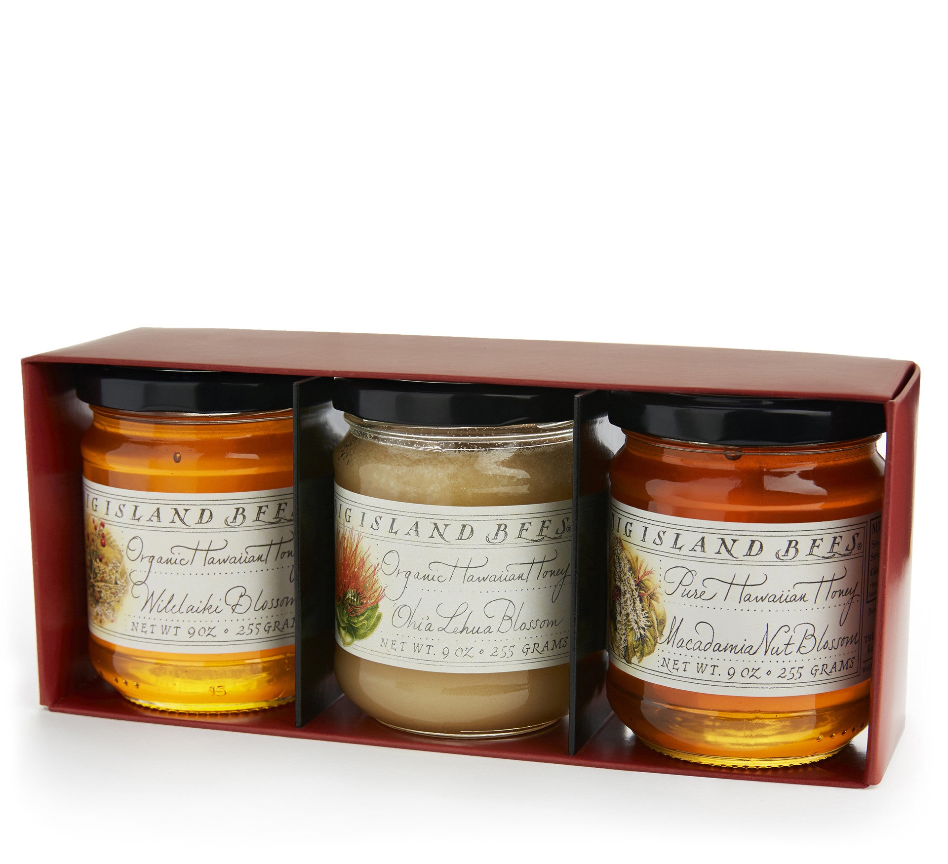 gourmet raw Hawaiian honey gift set of three 9 oz jars